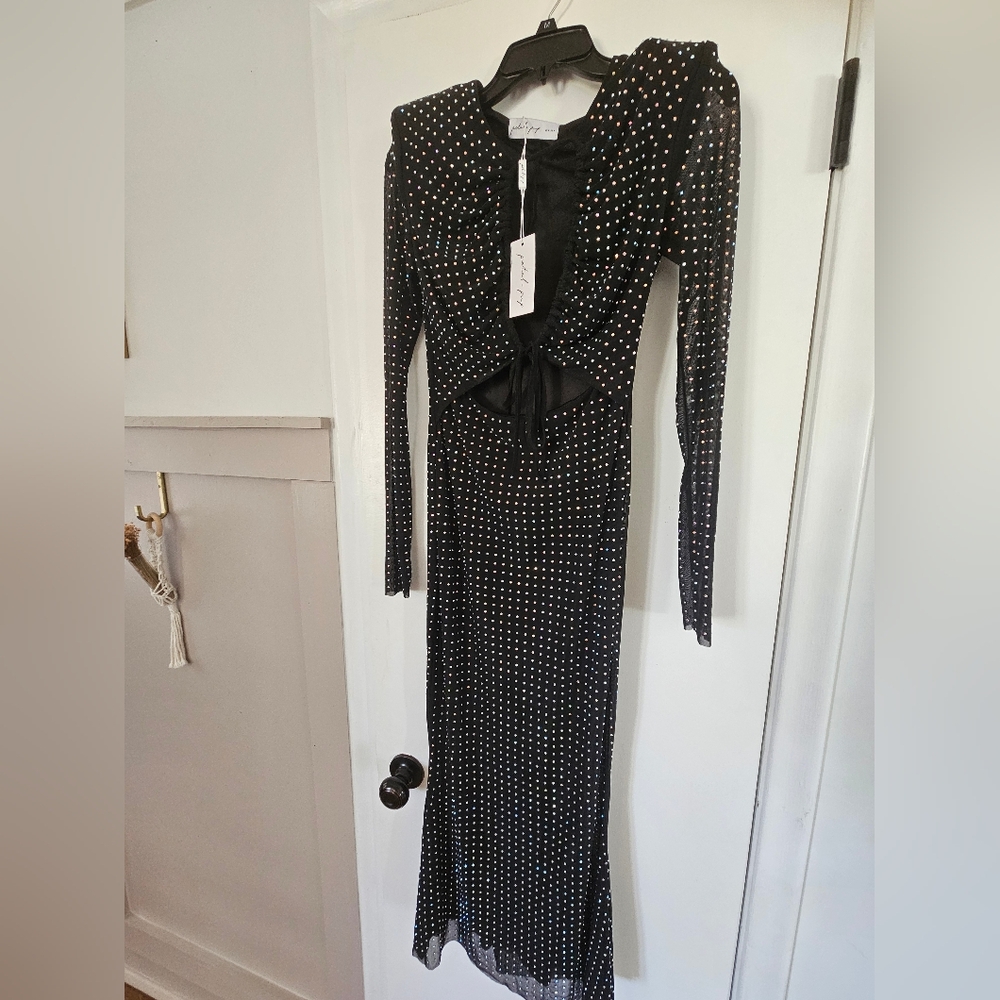 Petal & Pup Black Long Sleeve Dress With Gems